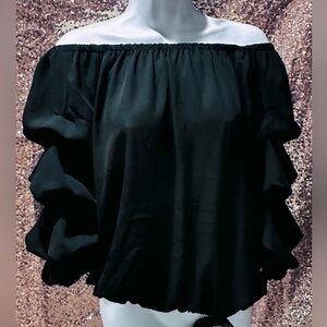 Cece Blouse Off- The Shoulder  RICH BLACK  Size. Small